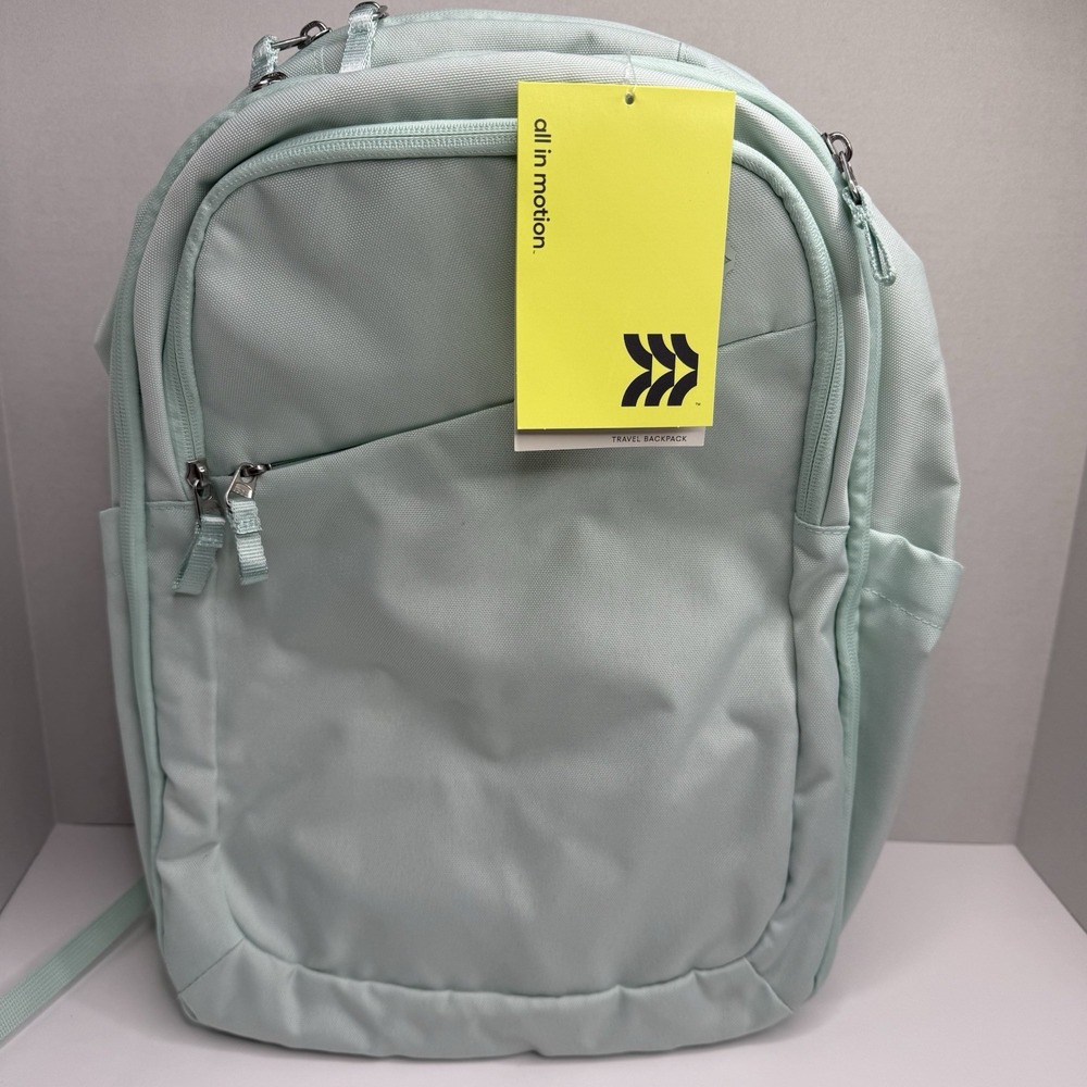 All in Motion Travel Backpack Mint Green 17” Laptop Water Resistant NEW